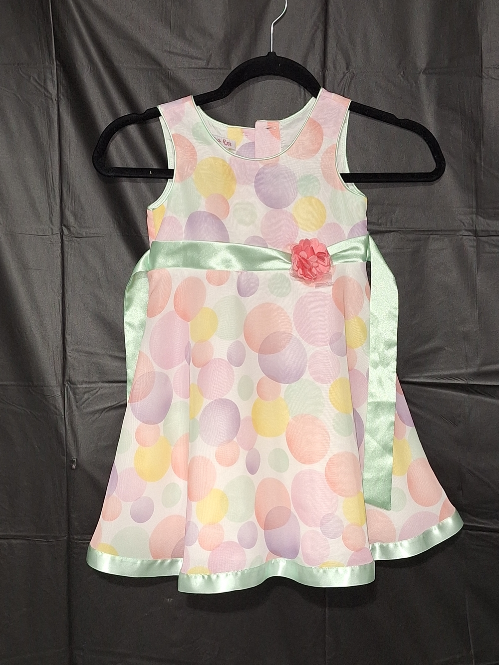 Jessica Ann Pastel Polka Dot Dress with Mint Trim Sz 4